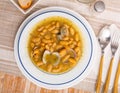 Stewed white beans with clams, spanish cuisine Royalty Free Stock Photo