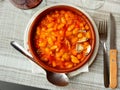 Stewed white beans with clams, spanish cuisine Royalty Free Stock Photo