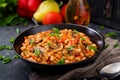 Stewed white beans with mushrooms and tomatoes