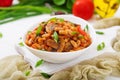 Stewed white beans with mushrooms and tomatoes