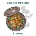 Stewing. Cooking methods. Hand-drawn vector illustration Royalty Free Stock Photo
