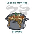 Stewing. Cooking methods. Hand-drawn vector illustration Royalty Free Stock Photo