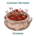 Stewing. Cooking methods. Hand-drawn vector illustration Royalty Free Stock Photo