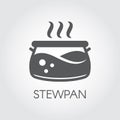 Stewpan black flat icon. Pot or cooking pan pictogram