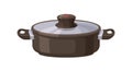 Stewpot, non-stick kitcheware for cook. Stewpan covered with lid. Kitchen stew pot. Cooking culinary appliance, cookware