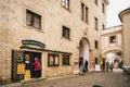 Steyr, Austria - December 2017: Entrance to the Christmas Post O