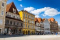 Steyr, Austria - July 10, 2019: Colorful buildings in Steyer city center