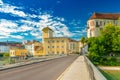 Steyr, Austria: View of the Steyr Bridge ZwischenbrÃÂ¼cken, the Old Water Tower and Lamberg castle