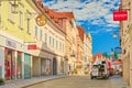 Steyr, Austria: A cozy street with beautiful colorful buildings in the traditional architectural style
