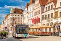 Steyr, Austria: A modern bus is driving in the city center of Steyr