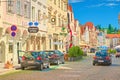 Steyr, Austria: View of the main street with beautiful colorful buildings in the traditional architectural style