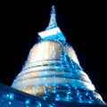 Sthupa Beautiful lightning night at wesak poya day