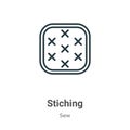 Stiching outline vector icon. Thin line black stiching icon, flat vector simple element illustration from editable sew concept