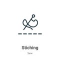 Stiching outline vector icon. Thin line black stiching icon, flat vector simple element illustration from editable sew concept Royalty Free Stock Photo