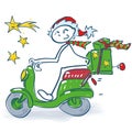 Stick figure on a scooter at Christmas Royalty Free Stock Photo