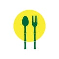 Stick bamboo spoon and fork logo design, vector graphic symbol icon illustration creative idea Royalty Free Stock Photo