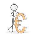 Stick Figure Cartoon - Stickman with a Euro Icon.