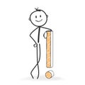 Stick Figure Cartoon - Stickman with an Exclamation Point Icon.