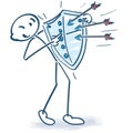 Stick figure with arrows and shield