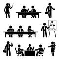 Stick figure business meeting icon set Royalty Free Stock Photo