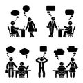 Stick figure business people communication set