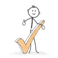 Stick Figure Cartoon - Stickman with an Checkmark Icon. Everything OK. Royalty Free Stock Photo