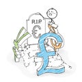 Stick Figure Cartoon - Stickman Mourns the Euro. Dollar, Yen, Po Royalty Free Stock Photo