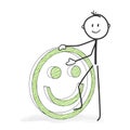 Stick Figure Cartoon - Stickman with a Positive Smiley Icon