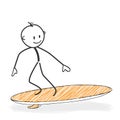 Stick Figure Cartoon - Stickman On a Surfboard Icon.