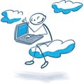 Stick figure with cloud computing Royalty Free Stock Photo