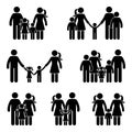 Stick figure family icon set Royalty Free Stock Photo