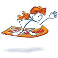 Stick figure on a flying carpet Royalty Free Stock Photo
