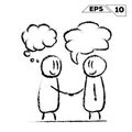 Stick figure handshake 2 man with speak and dream bubble Royalty Free Stock Photo