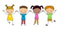 Stick figure happy kids