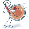 Stick figure hitting a huge kettle drum