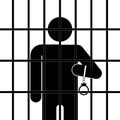 Stick figure imprisonment in handcuffs, flat vector illustration Royalty Free Stock Photo