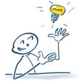 Stick figure with light bulb