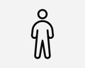 Stick Figure Line Icon. Man Person Stand Standing Linear Symbol. Sickman Boy Profile Character Avatar User Sign Vector Clipart