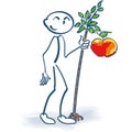 Stick figure with a little apple tree