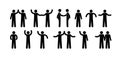 Stick figure man icon, isolated people silhouettes, human pictograms set