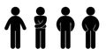 Stick figure man icon, isolated people stand