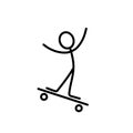 Stick figure man icon on skateboard vector