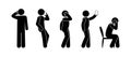 Stick figure man illustration, talking on the phone icon