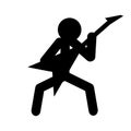 Stick figure man playing guitar vector. Musician and guitar