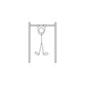 Stick figure man pulling up pull up on the horizontal bar