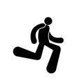 Stick figure man running, runner icon, isolated pictogram , vector illustration, run