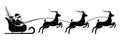 Stick figure man Santa Claus icon in sleigh with his reindeer flying to the sky vector illustration pictogram Royalty Free Stock Photo