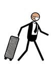 Stick Figure Businessman Traveler Travel Suitcase