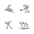 Stick figure people doing winter sports Royalty Free Stock Photo