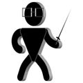 Stick figure, the person black on a white background, for design and registration costs stickman, lifts weights, 3D.